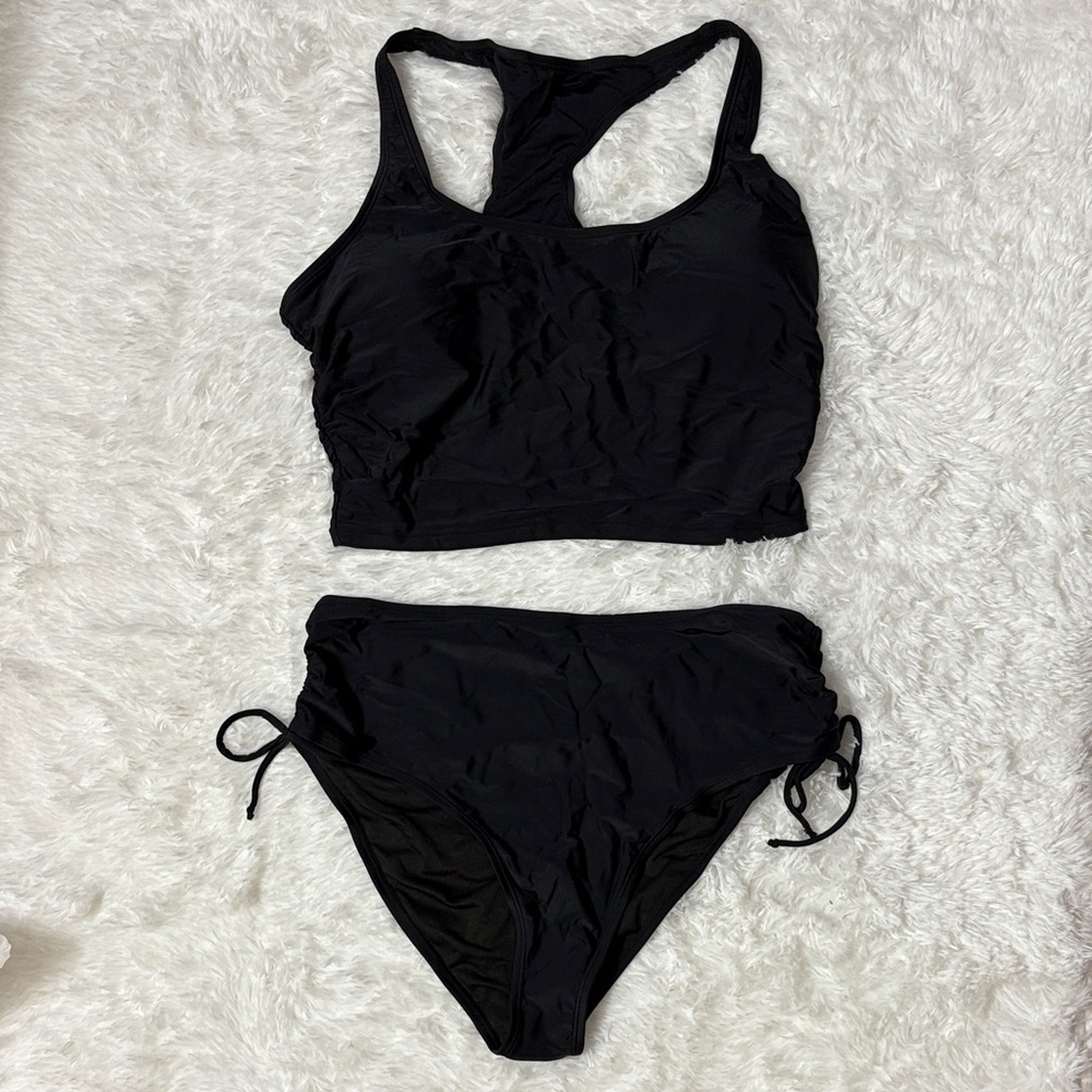 NWOT Pink Queen Black 2 Piece Swim Set XL